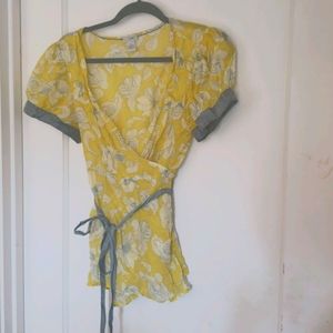 Odille Silk Wrap Romantic Top With Ties